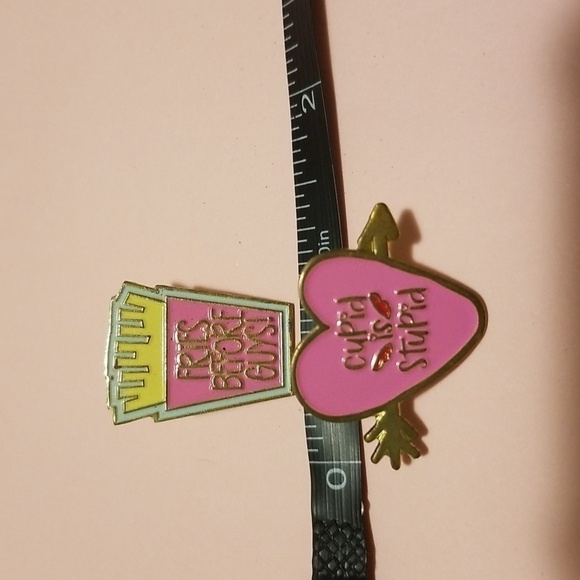 Pins Swag Flair Fries Before Guys Cupid Is Stupid Pink Gold EUC - Picture 2 of 6